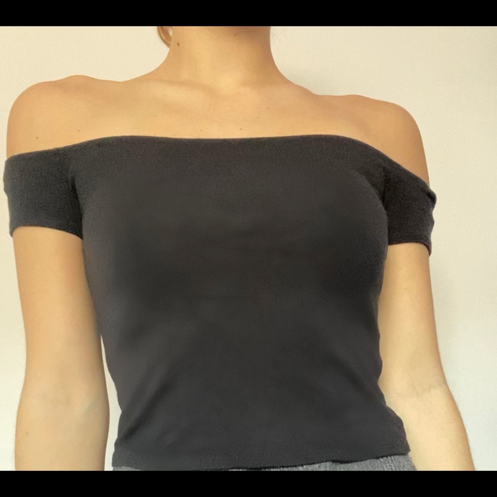 Black off the shoulder crop top